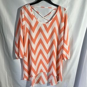 Maurices Orange and White Chevron Long Sleeve Top